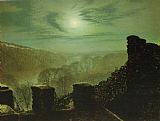 Full Moon behind Cirrus Cloud from the Roundhay Park Castle Battlements by John Atkinson Grimshaw